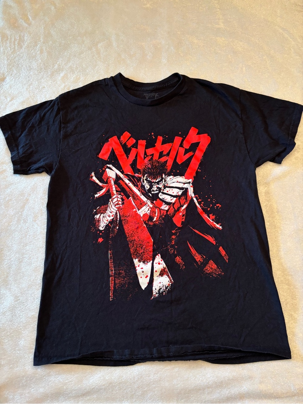 Men's Black Graphic Tee with Red Guts Anime Print